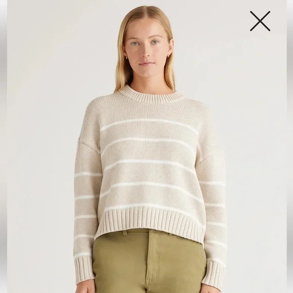 100% Organic Cotton Striped Crew Sweater - Picture 2 of 6